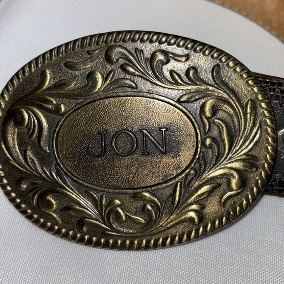 Vtg Fort Worth Leather Men's Brown Patterned Leather Belt, 51411 Size 40 - Picture 11 of 12